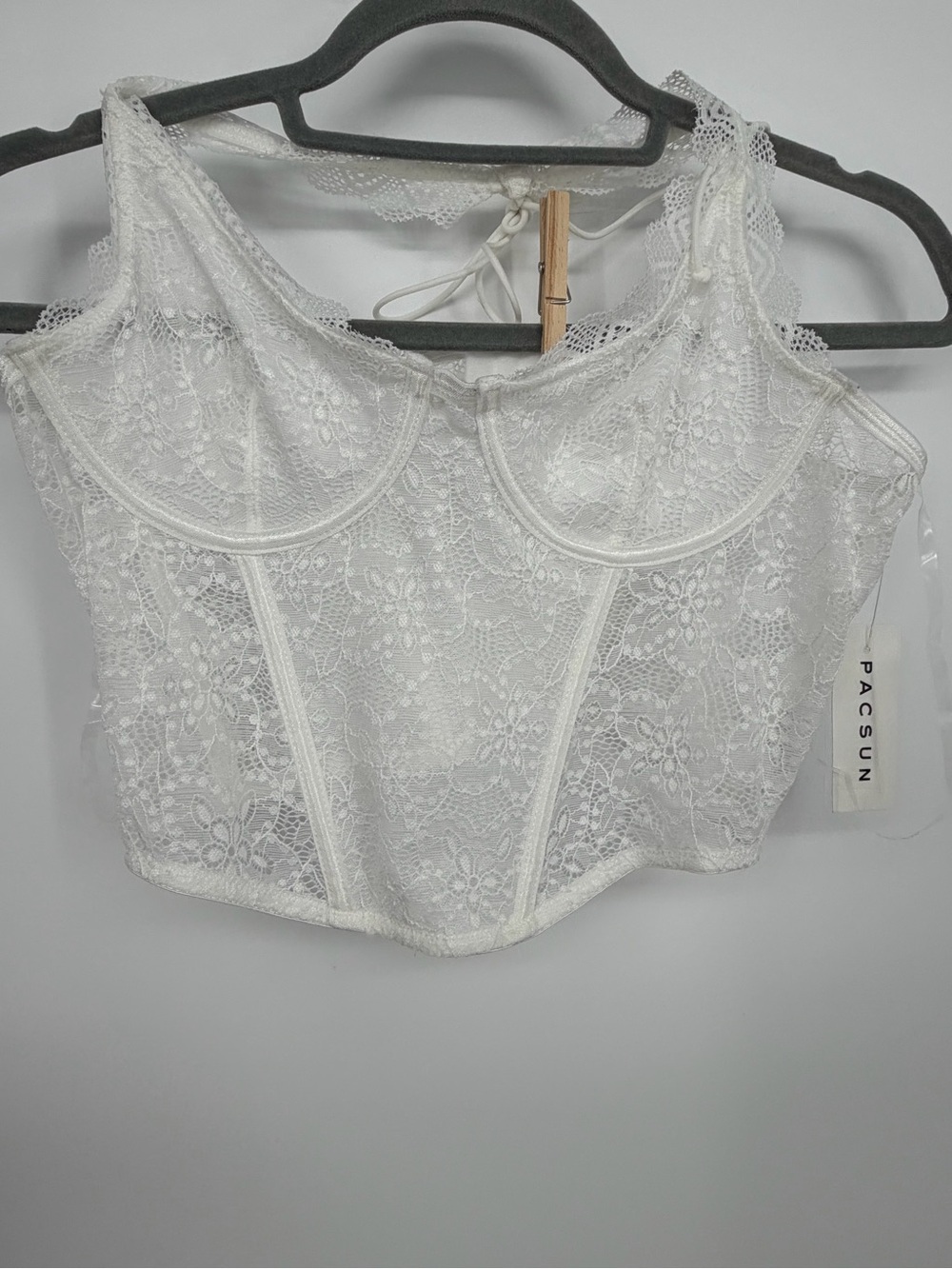 PACSUN White Lace Bustier Crop Top